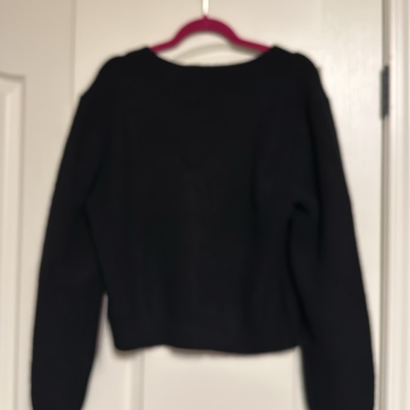 NWT Sweet Rain Cropped Crystal Bow Cardigan Sweater Black Size L - Picture 5 of 6